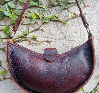 Handmade Leather Crescent Moon Bag