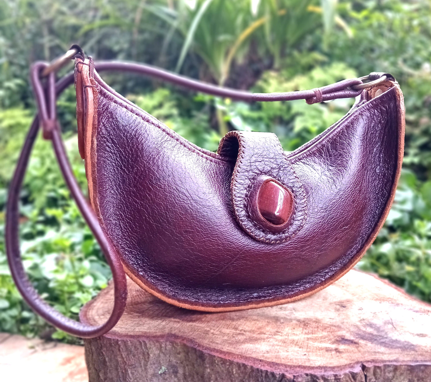 Handmade Leather Crescent Moon Bag