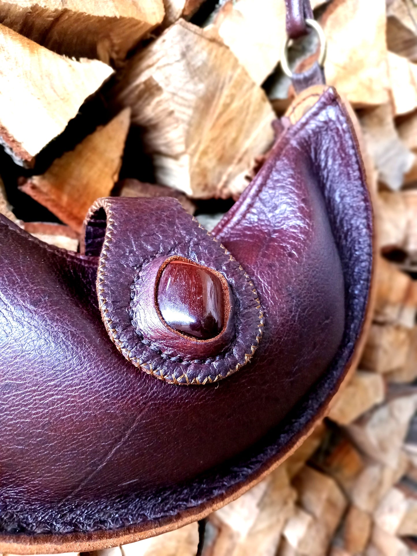 Handmade Leather Crescent Moon Bag