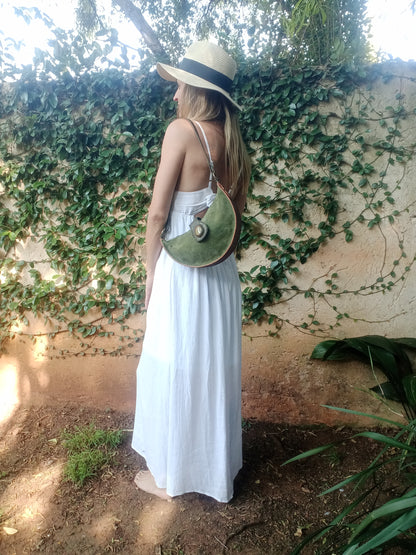 Handmade Leather Crescent Moon Bag