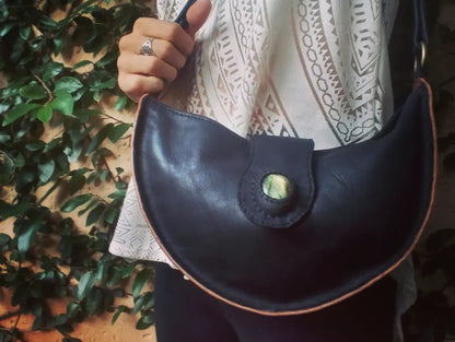 Handmade Leather Crescent Moon Bag