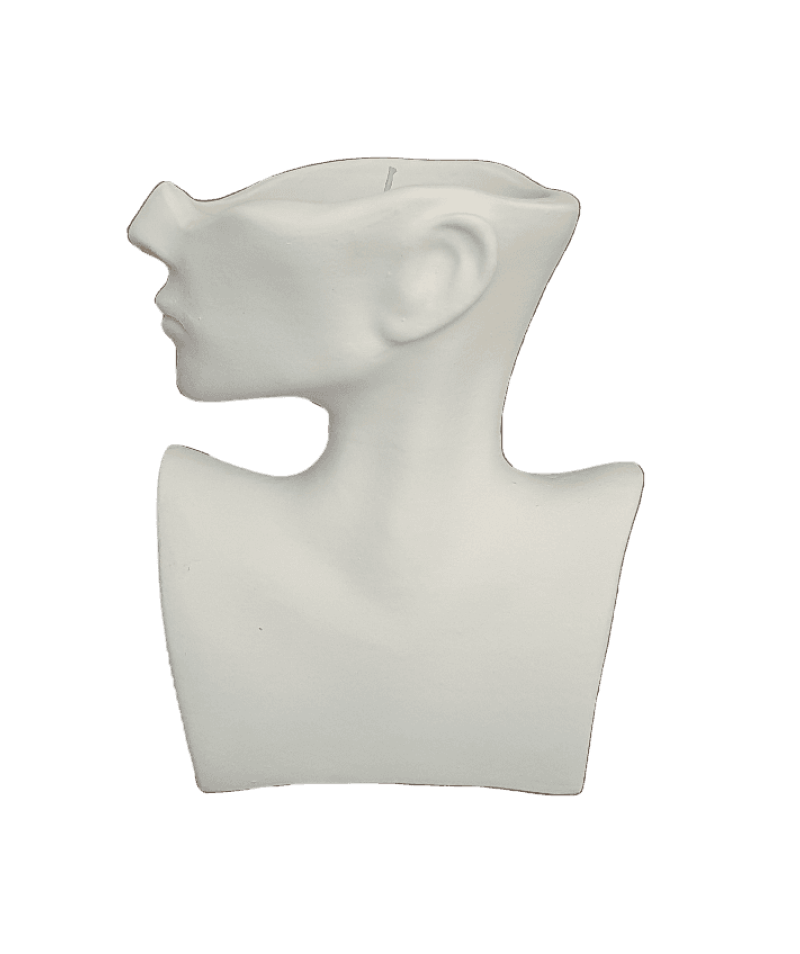 White ceramic bust on a black background