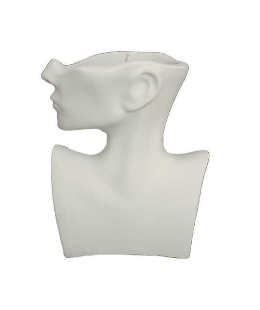 White ceramic bust on a black background