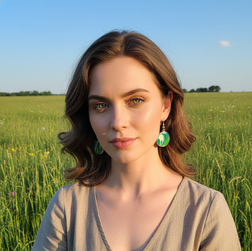 Green Shepherd's Crook Earrings