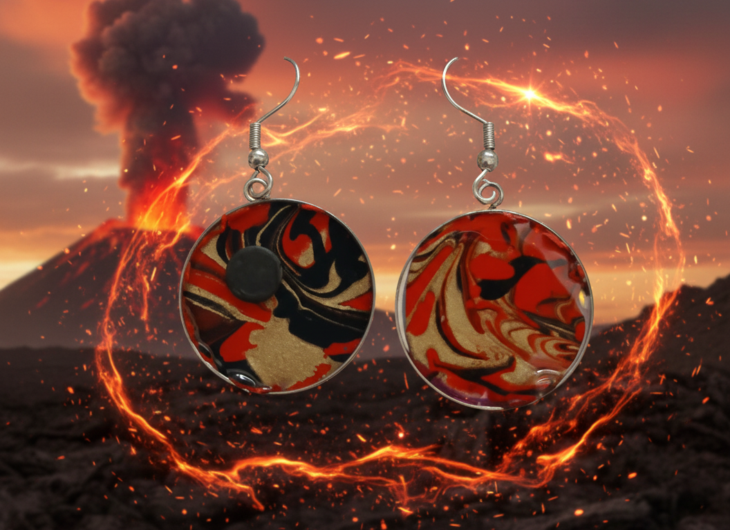 Volcano Swirl Shepherd's Crook Earrings