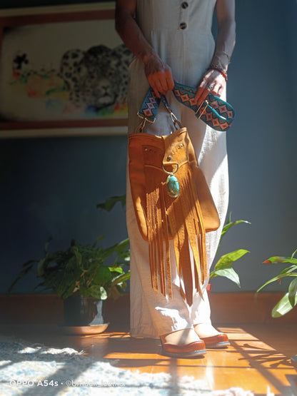Turquoise & Tassels Handcrafted Handbag
