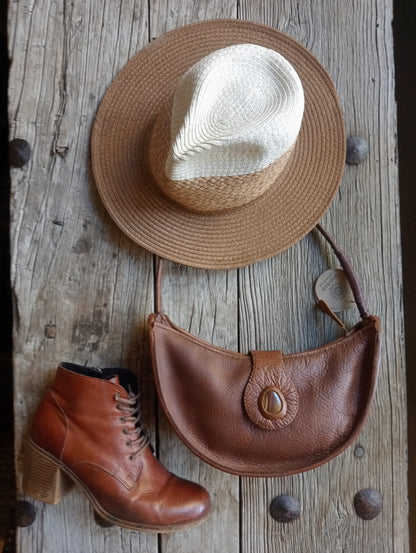 Handmade Leather Crescent Moon Bag