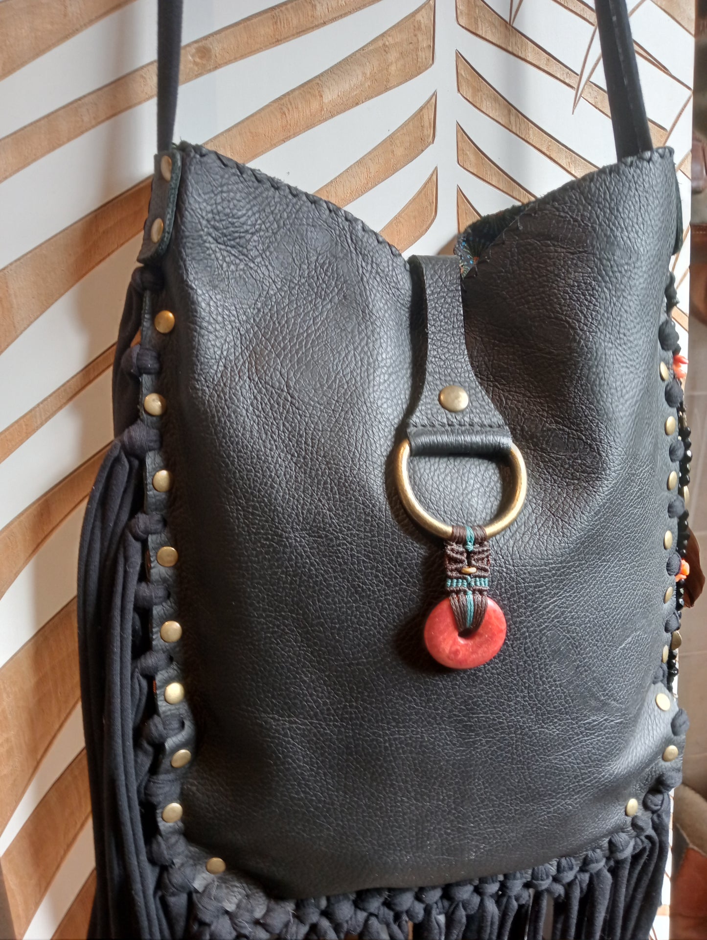 Handmade Leather Tassel Bag