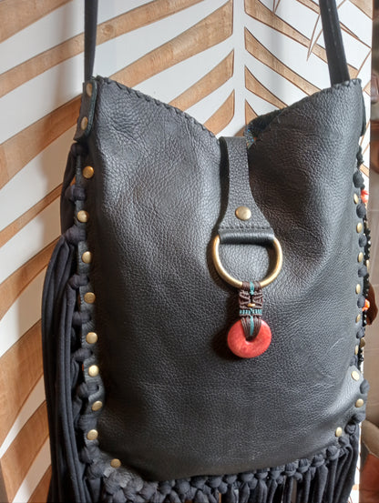 Handmade Leather Tassel Bag