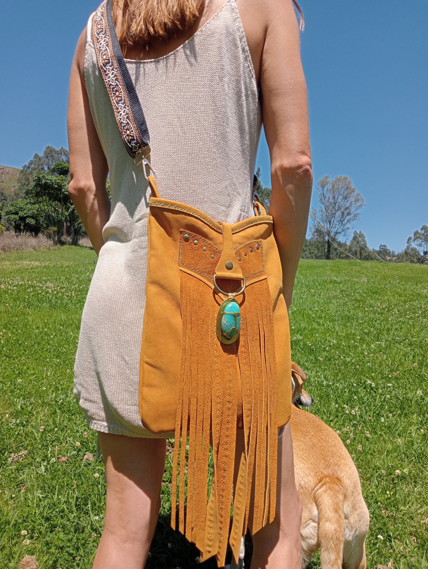 Turquoise & Tassels Handcrafted Handbag