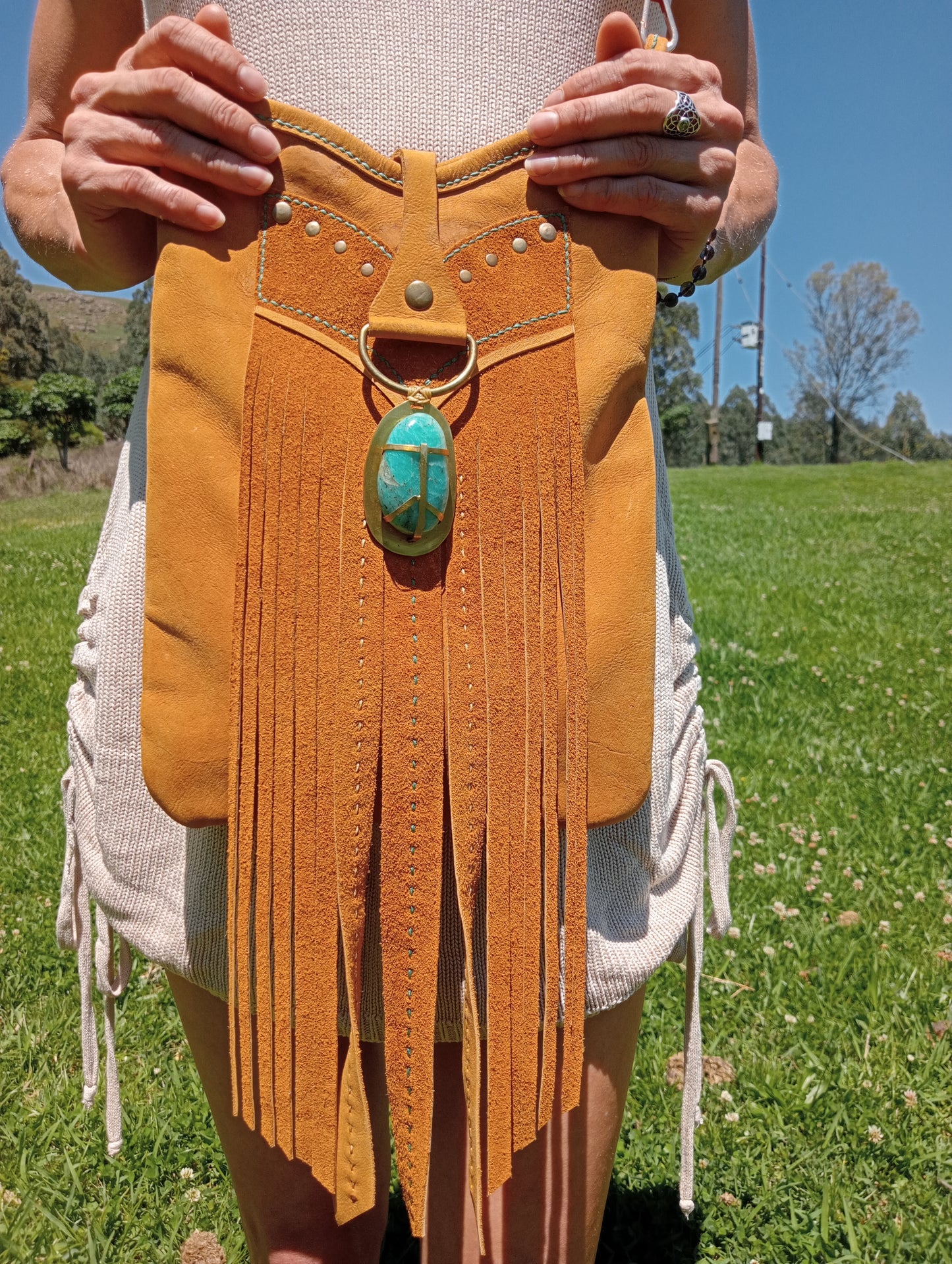 Turquoise & Tassels Handcrafted Handbag