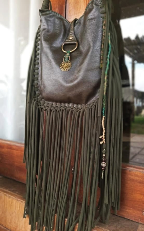 Handmade Leather Tassel Bag