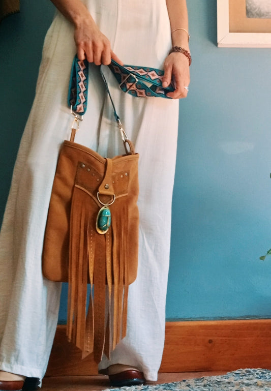 Turquoise & Tassels Handcrafted Handbag