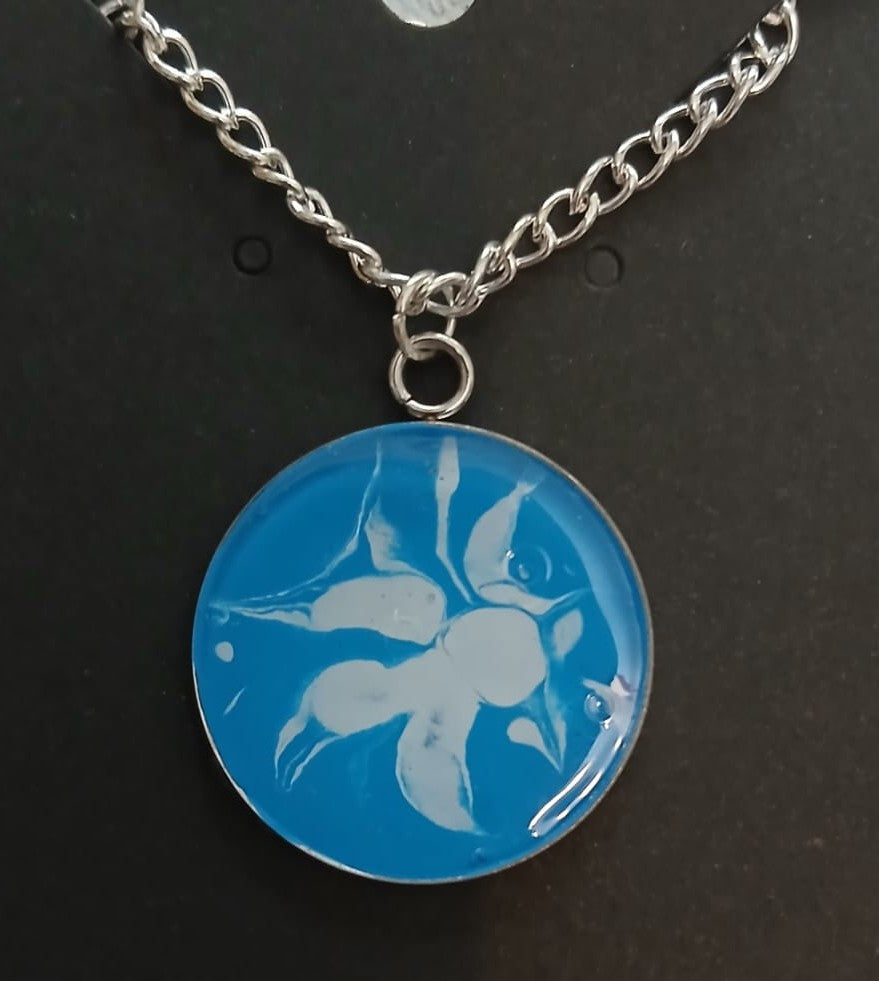 White & Blue Flower Pendant