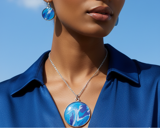 Blue Sky Pendant and Stud Earrings