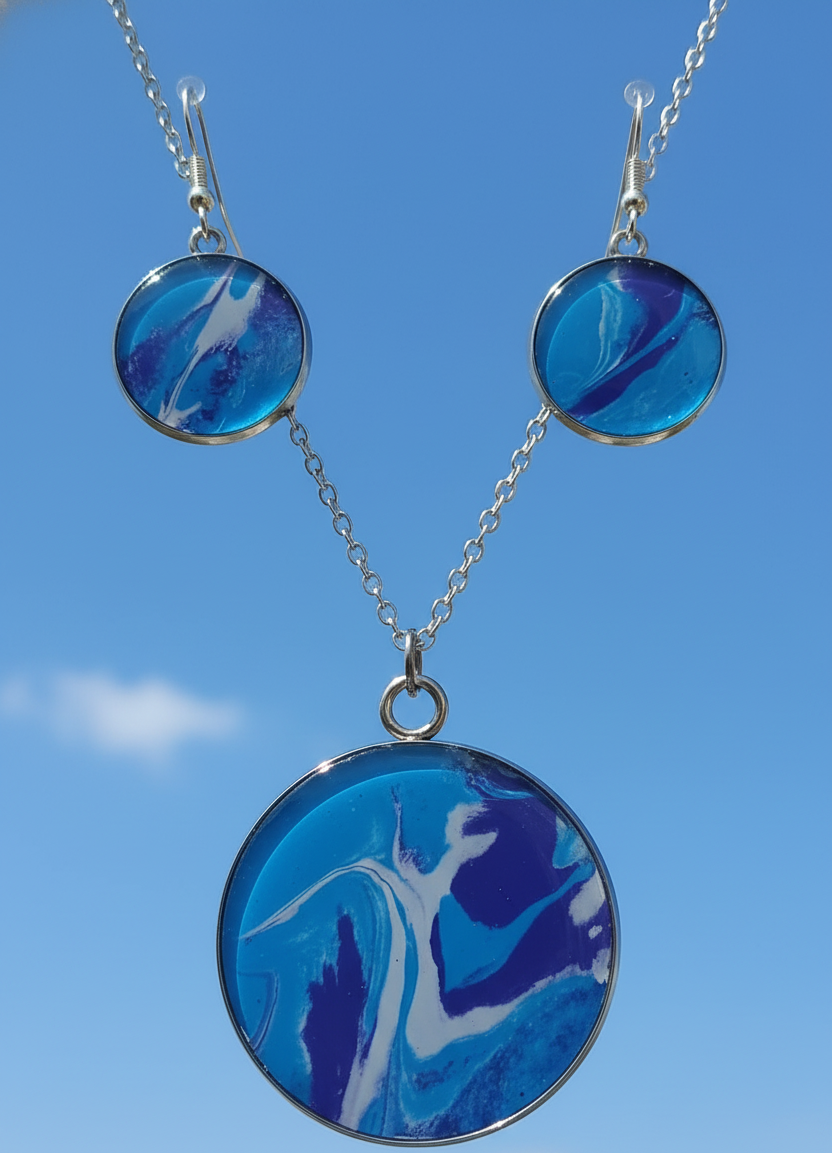 Blue Sky Pendant and Stud Earrings