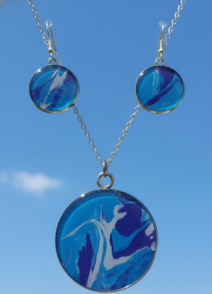 Blue Sky Pendant and Stud Earrings